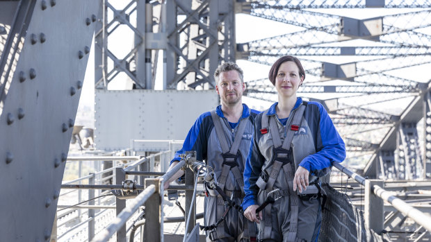 Siblings David and Anthea Hammon, pictured on the Sydney Harbour Bridge, had to mend fences before working together.
