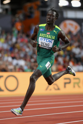 Australian Joseph Deng eased into the semi-finals of the 800m at the world championships.