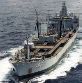 HMAS Westralia at Sea.