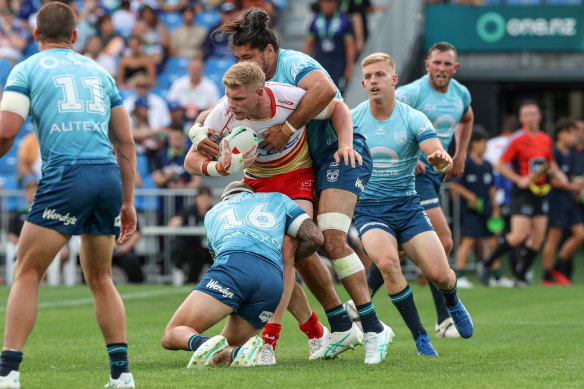 Thomas Flegler in the Dolphins’ second trial against the New Zealand Warriors.