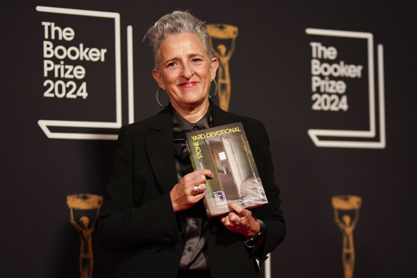 Charlotte Wood arrives at the Booker ceremony.