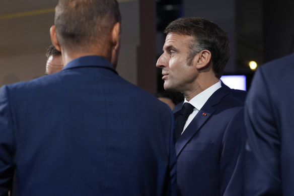 French President Emmanuel Macron at the NATO summit in Washington.