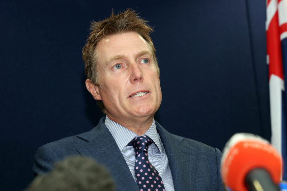 Attorney-General Christian Porter faces the media in Perth.