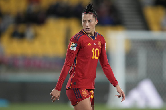 Jennifer Hermoso of Spain celebrates a goal during the UEFA Women&