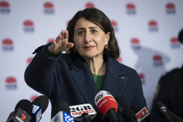 NSW Premier Gladys Berejiklian at Friday’s press conference. 