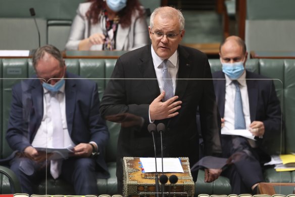 Scott Morrison puts the case for his religious discrimination bill on Thursday.