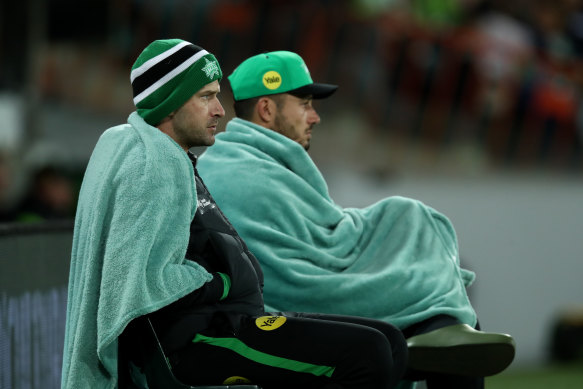 Joe Burns and Marcus Stoinis had a miserable night after testing positive to COVID.