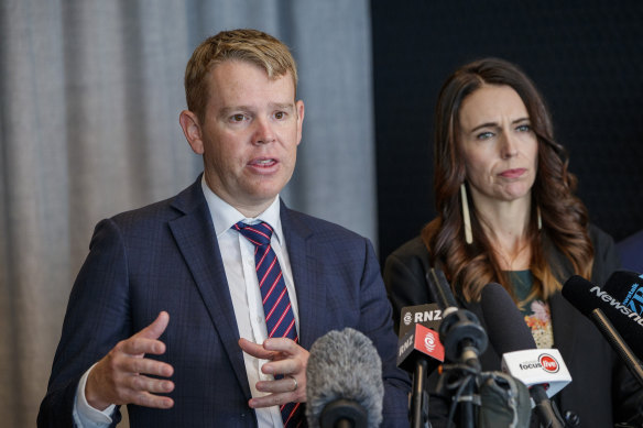 New Zealand’s COVID-19 Response Minister Chris Hipkins and Prime Minister Jacinda Ardern. 