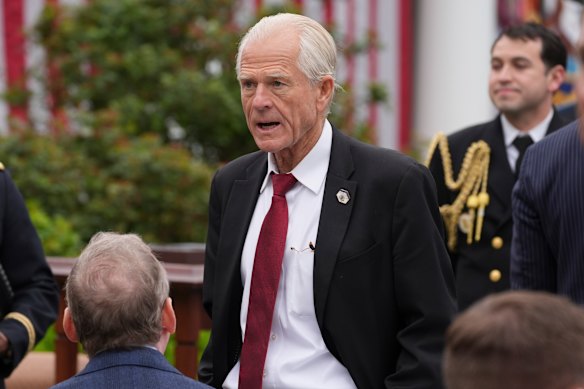 Senior trade adviser Peter Navarro at the tariff announcement ceremony in the White House Rose Garden.