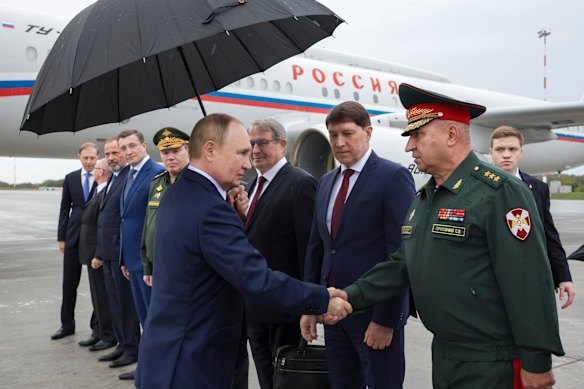 Russian President Vladimir Putin arrives in Sarov to inspect a nuclear weapons research facility on Friday.