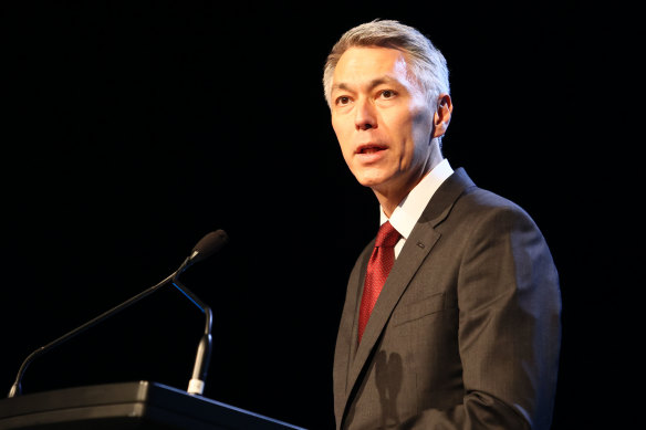 BHP chief executive Mike Henry at the World Mining Congress in Brisbane.