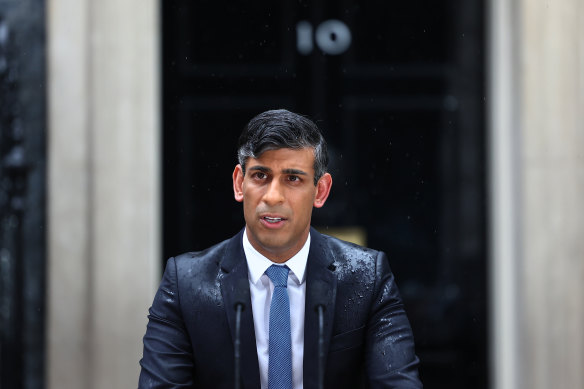 Prime Minister Rishi Sunak, outside 10 Downing St, announces the July 4 date for the UK general election.
