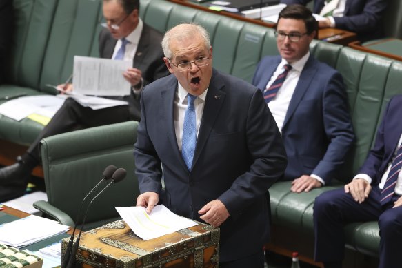 Mr Morrison during Question Time today. 