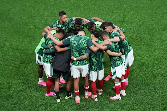 Mexico’s players during the warmup.