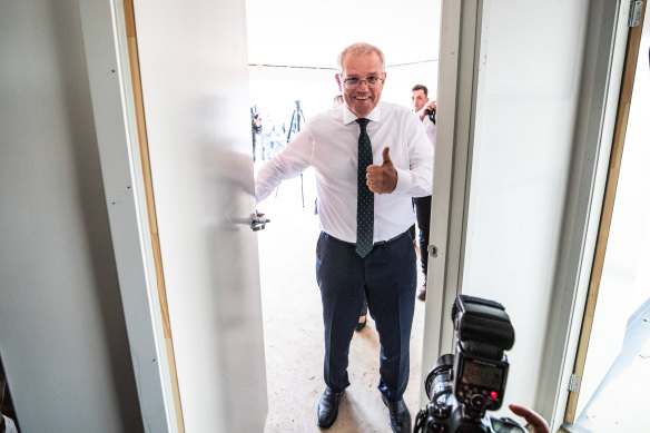 Prime Minister Scott Morrison on the unofficial campaign trail on Thursday.