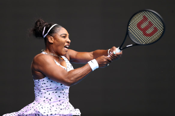American great Serena Williams in action against Russia's Anastasia Potapova on day one of the Australian Open.