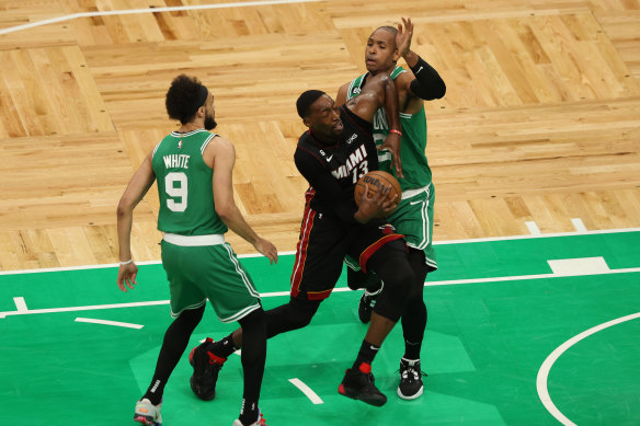 Wham, bam for Miami as Bam Adebayo drives to the bucket.