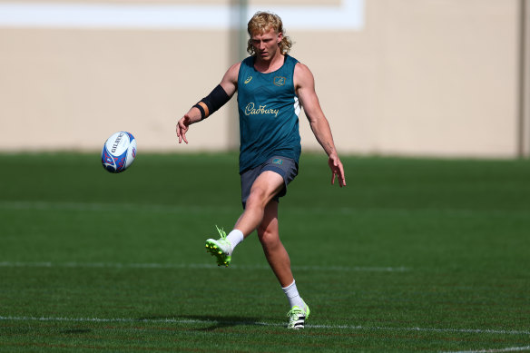 Carter Gordon during Wallabies training.