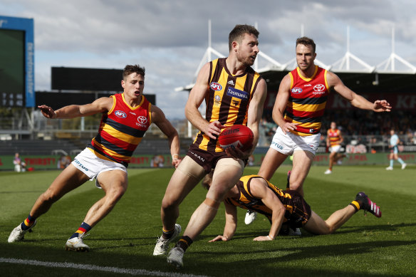 The Hawks and Crows played an Anzac Day clash in Launceston this year.
