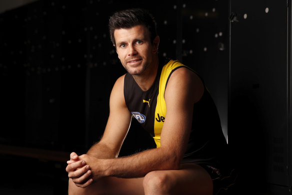 Richmond skipper Trent Cotchin at captains’ day at Marvel Stadium on Wednesday.