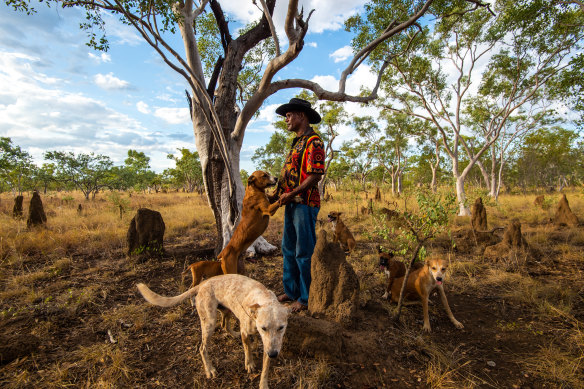 This photo by Justin McManus of Kuranjini man Johnny Wilson at home with his dogs struck a chord.