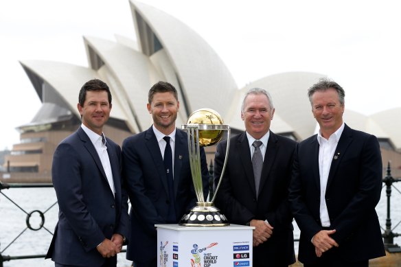 Australia’s four ODI World Cup-winning captains: Ricky Ponting (2003, 2007), Michael Clarke (2015), Allan Border (1987) and Steve Waugh (1999).