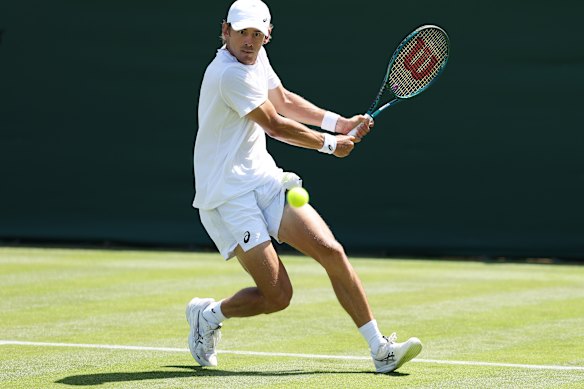 Alex de Minaur practising at the All England Lawn Tennis and Croquet Club. 
