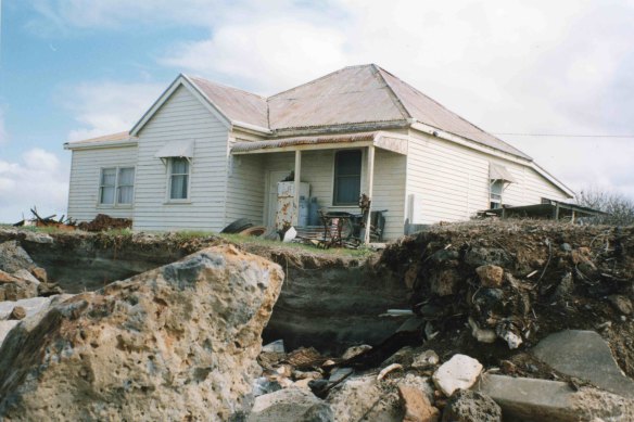 Homes in south-west Victoria were destroyed when the sea reclaimed the land.