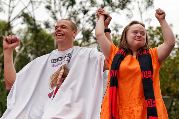 Melbourne forward Ben Brown shaved his trademark curly locks for charity, to support his cousin Grace.