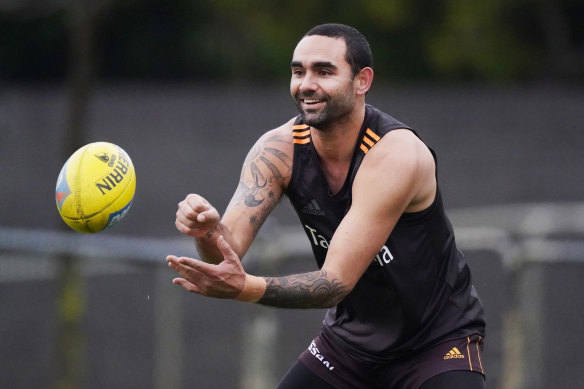 Shaun Burgoyne is one of just two current Hawks to have won a game at GMHBA Stadium.