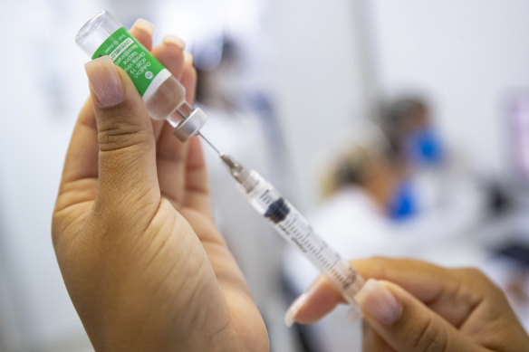 A dose of the Oxford-AstraZeneca vaccine being prepared.