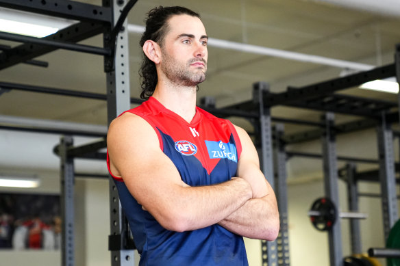 Brodie Grundy poses in his new colours.