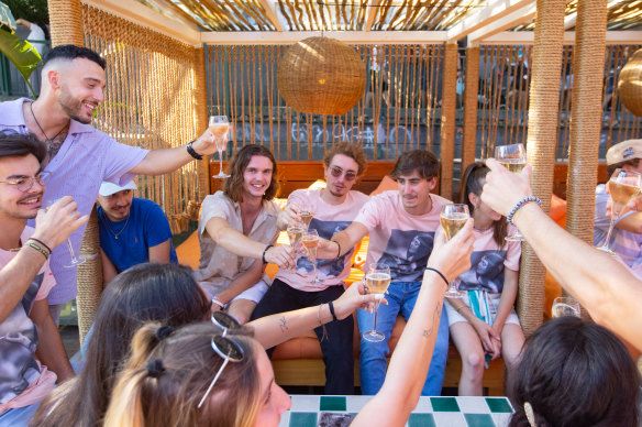 Pre-dinner drinks ahead of the party for staff at Arbory Afloat.