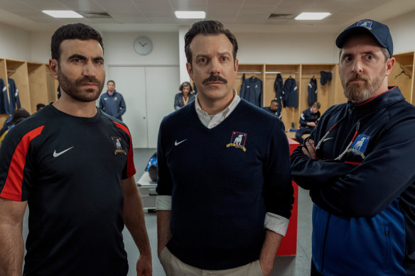 Brett Goldstein, Jason Sudeikis and Brendan Hunt in Ted Lasso, which arrived like the ideal tonic for dark and scary pandemic times in 2020.