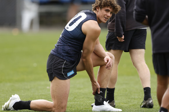 Charlie Curnow at Carlton training last August.