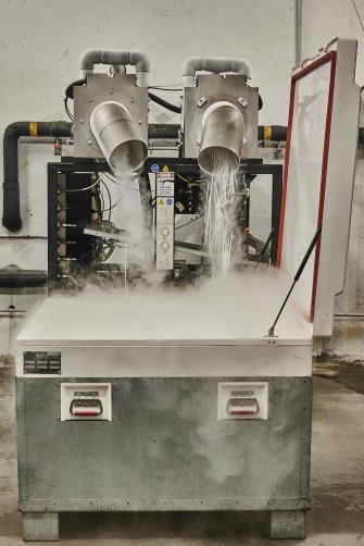 A dry-ice manufacturing process: without the time to assess how well the new vaccine would survive distribution, Pfizer chose to transport it at minus 70C, which required  
2 per cent of the US’s dry-ice supply.
