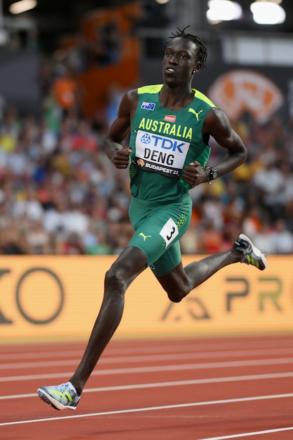 Australian Joseph Deng eased into the semi-finals of the 800m at the world championships.