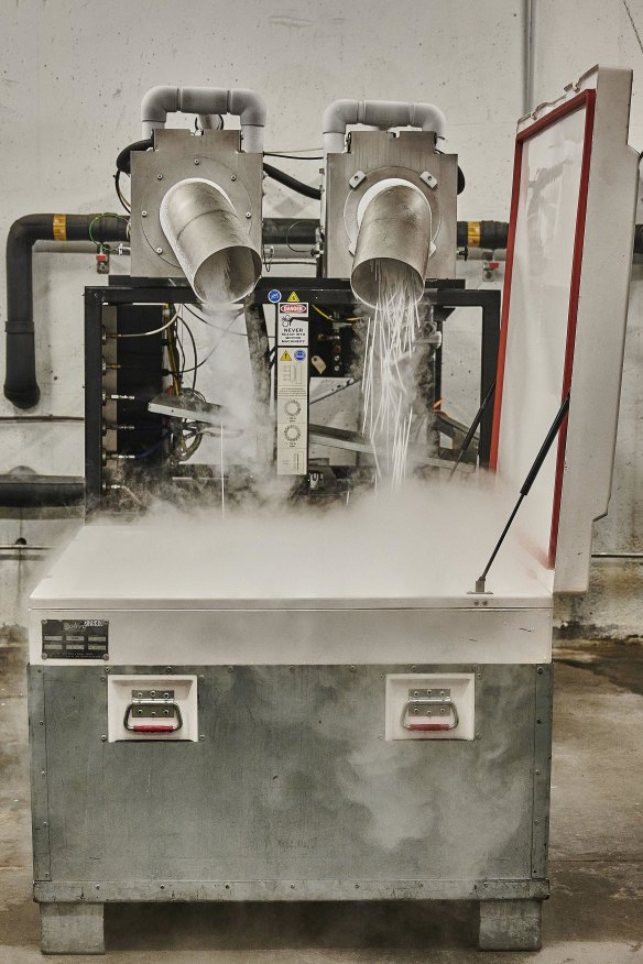 A dry-ice manufacturing process: without the time to assess how well the new vaccine would survive distribution, Pfizer chose to transport it at minus 70C, which required  
2 per cent of the US’s dry-ice supply.