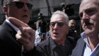 Are you talking to me? Robert De Niro argues with a Donald Trump supporter outside the criminal trial in New York.