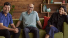 Canva co-founders (from left) Cliff Obrecht, Cameron Adams and Melanie Perkins have signed an open letter supporting the Voice.