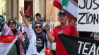 Pro-Palestinian protesters outside the NSW Supreme Court on Thursday. 