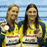 Australia’s 4x100m freestyle relay team with their gold medal at last year’s world swimming championships.