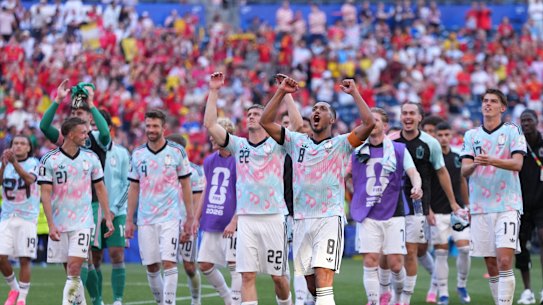 Il Belgio festeggia la vittoria a Seattle.