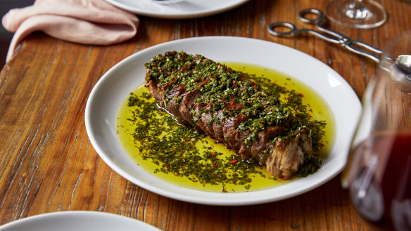 Go-to dish: Sirloin steak with chimichurri.