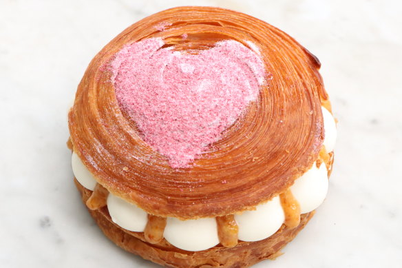Loulou’s Valentine’s Day croissant celebrates summer stone fruit. 