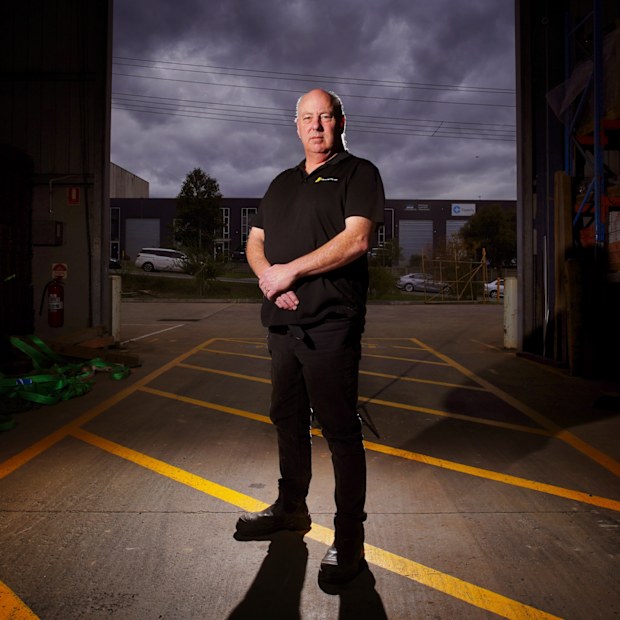 Chris Johnstone at his workplace in Hallam, Victortia.
