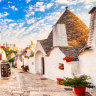 The Puglia region is well known for its white-washed “trulli” houses.