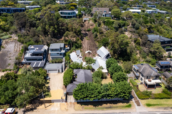 An aerial shot of the landslide in McCrae.