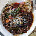 Karen Martini’s veal osso bucco with ’ndjua and butter beans.