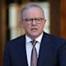Prime Minister Anthony Albanese during a press conference at Parliament House on Tuesday.